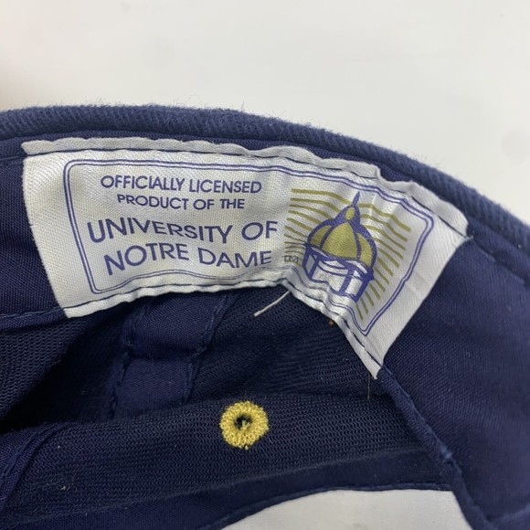 Vintage Notre Dame Fighting Irish Hat Blue Sports Cap Adjustable Strap - Picture 7 of 8